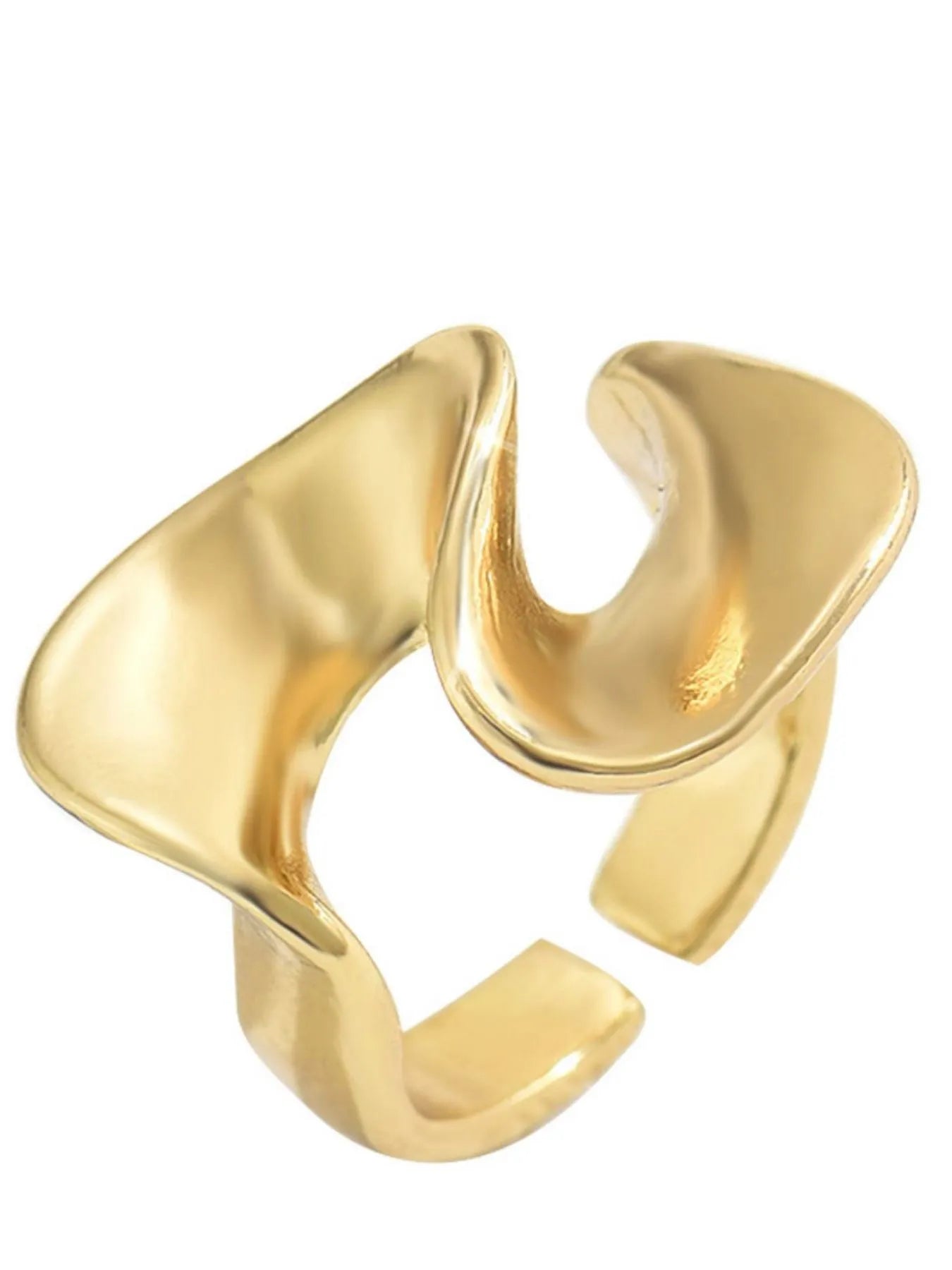 Gold open ring on a white background