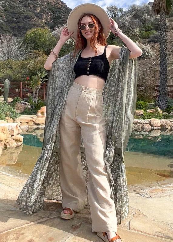 Paisley Tapestry Free Flow Kimono - Leo’s Look Your Best