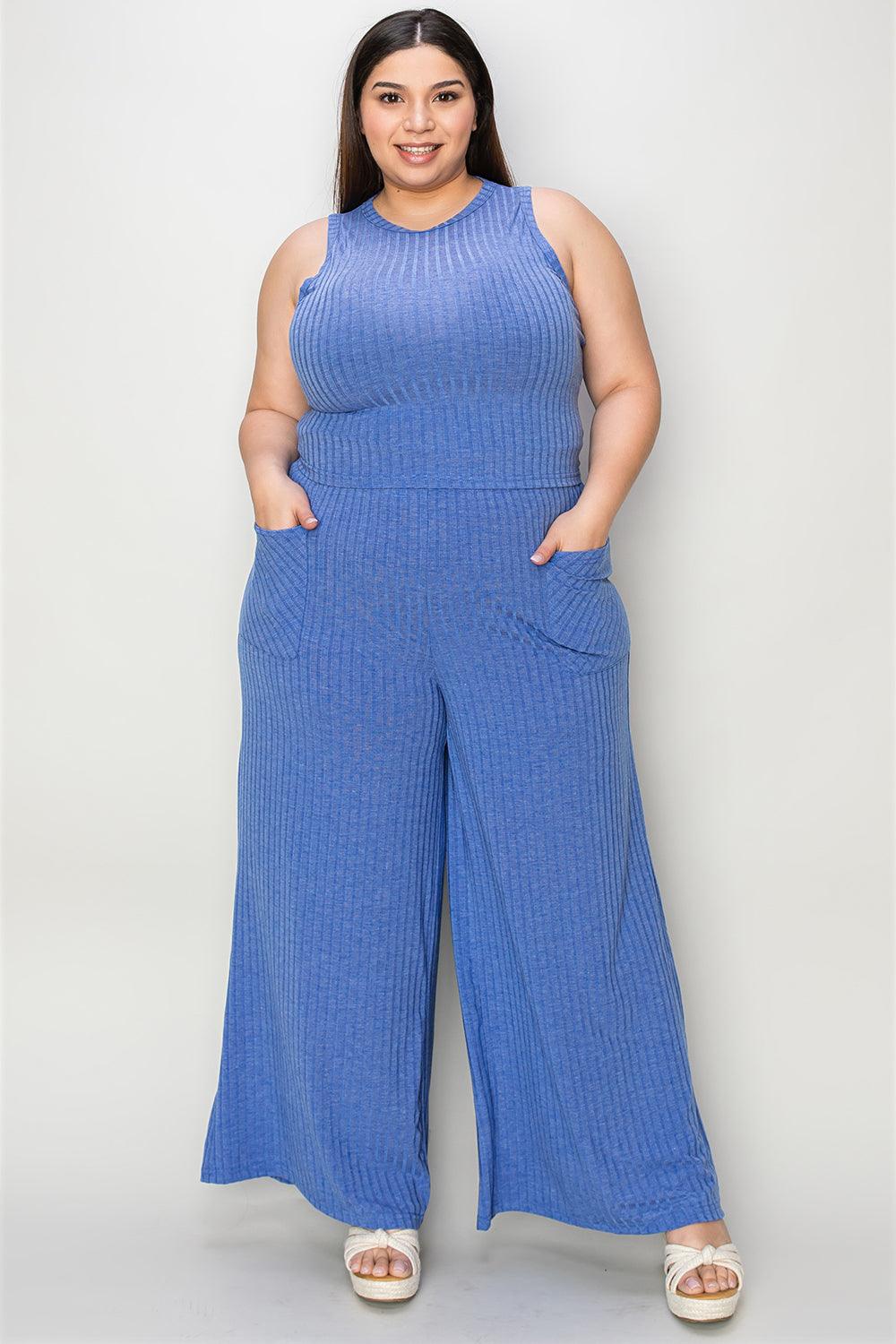 Basic Bae Full Size Ribbed Tank and Wide Leg Pants Set - Leo’s Look Your Best