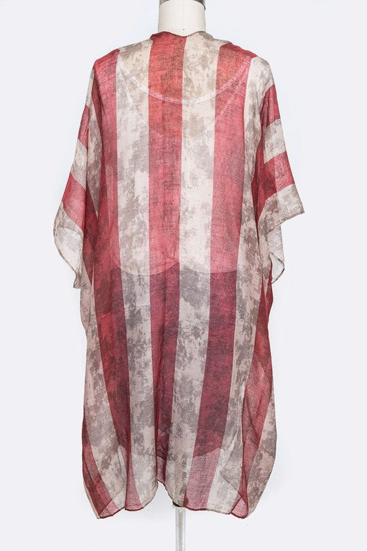 Red and beige striped shirt on a mannequin against a white background