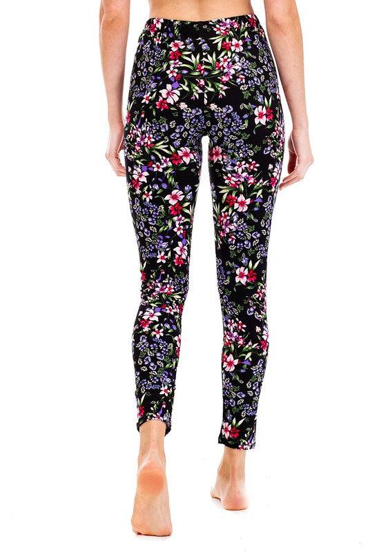 Peach Skin Mix Floral Print Leggings - Leo’s Look Your Best
