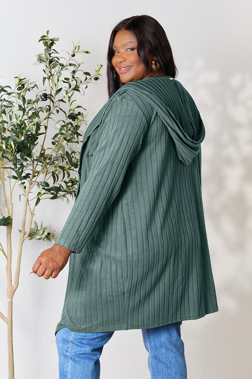 Basic Bae Full Size Hooded Sweater Cardigan - Leo’s Look Your Best