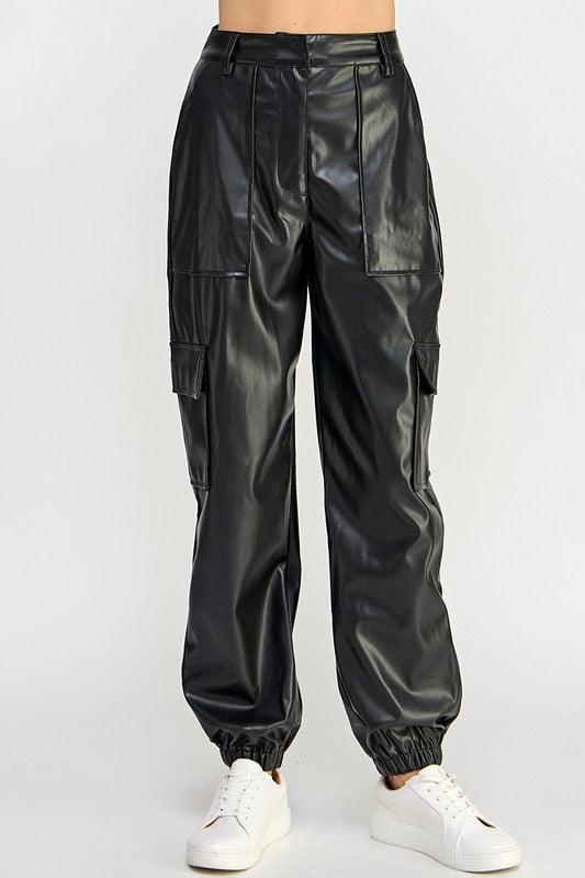 Relaxed Vegan Leather Cargo Pants - Leo’s Look Your Best