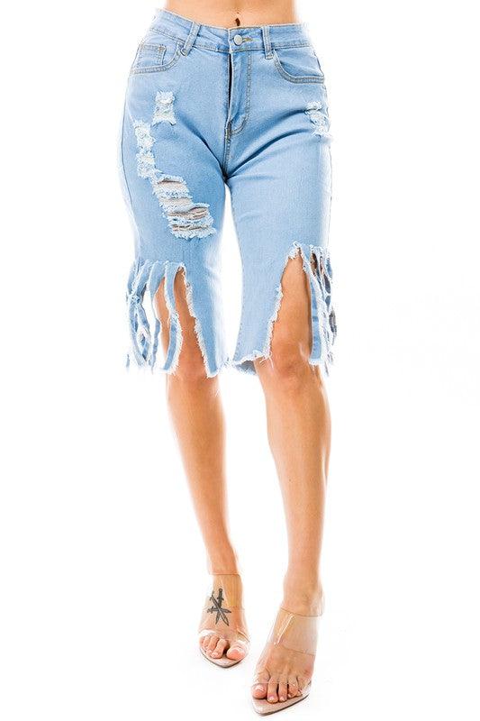 Light Blue Denim Shorts - Leo’s Look Your Best