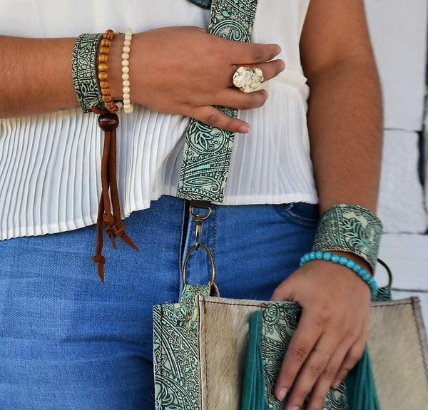 White Turquoise Slab on Hammered Gold Ring Base - Leo’s Look Your Best