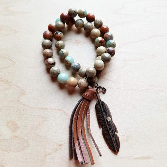 Aqua Terra Double Strand Bracelet with Tassel - Leo’s Look Your Best