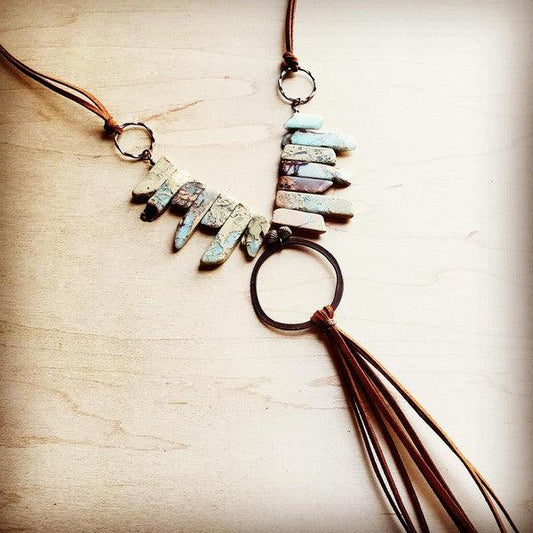 Aqua Terra Necklace w/ Copper Hoop and Fringe - Leo’s Look Your Best