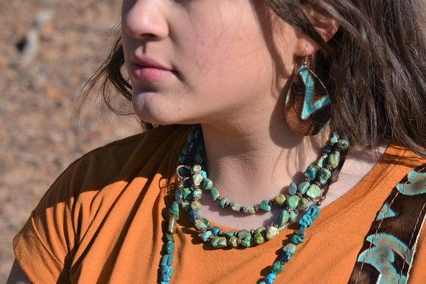 Triple Strand Turquoise & Copper Collar Necklace - Leo’s Look Your Best