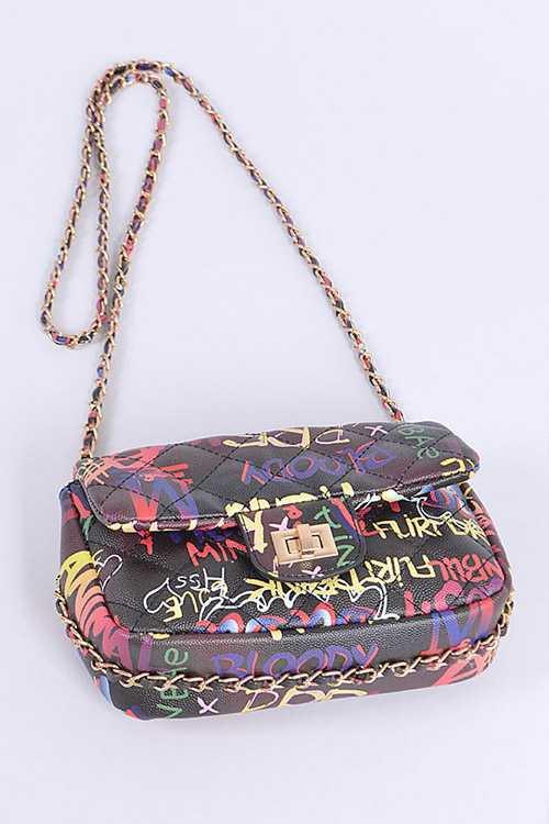Graffiti Quilted Shoulder Bag - Leo’s Look Your Best