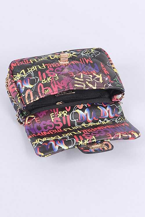 Graffiti Quilted Shoulder Bag - Leo’s Look Your Best