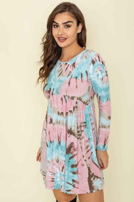 Cross Swirl Tie Dye Mini Dress - Leo’s Look Your Best