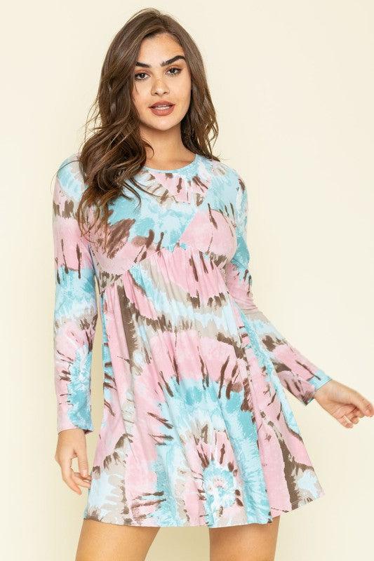 Cross Swirl Tie Dye Mini Dress - Leo’s Look Your Best