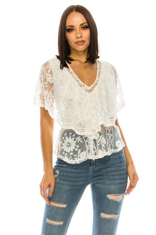 Trendy White Lace Top - Leo’s Look Your Best