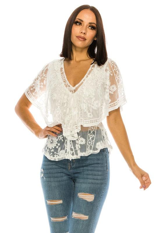 Trendy White Lace Top - Leo’s Look Your Best