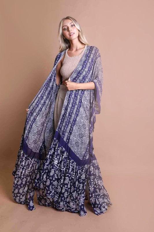 Paisley Tapestry Free Flow Kimono - Leo’s Look Your Best