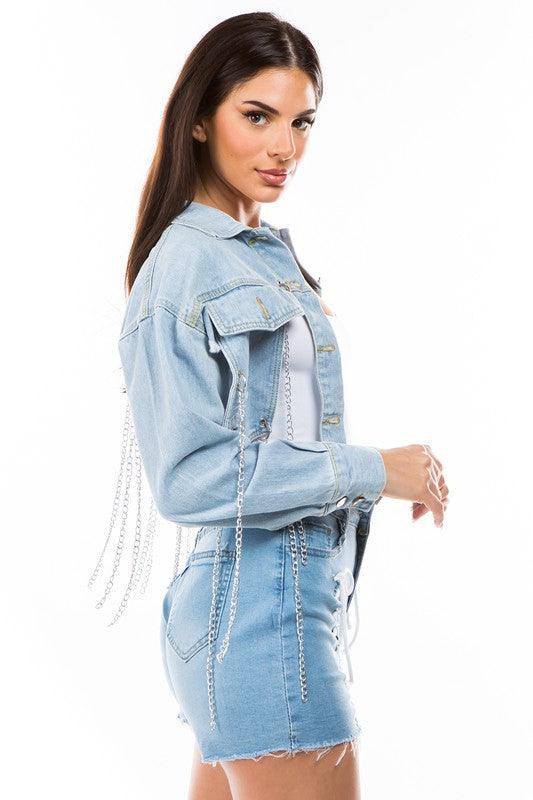 Light Blue Cropped Denim Jacket - Leo’s Look Your Best