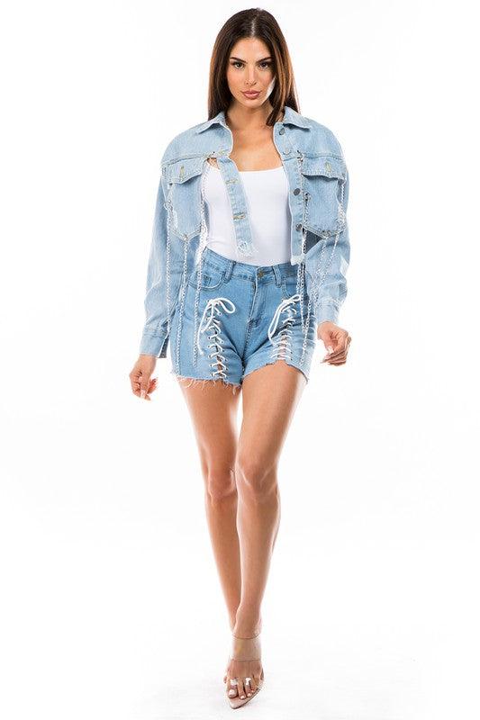 Light Blue Cropped Denim Jacket - Leo’s Look Your Best