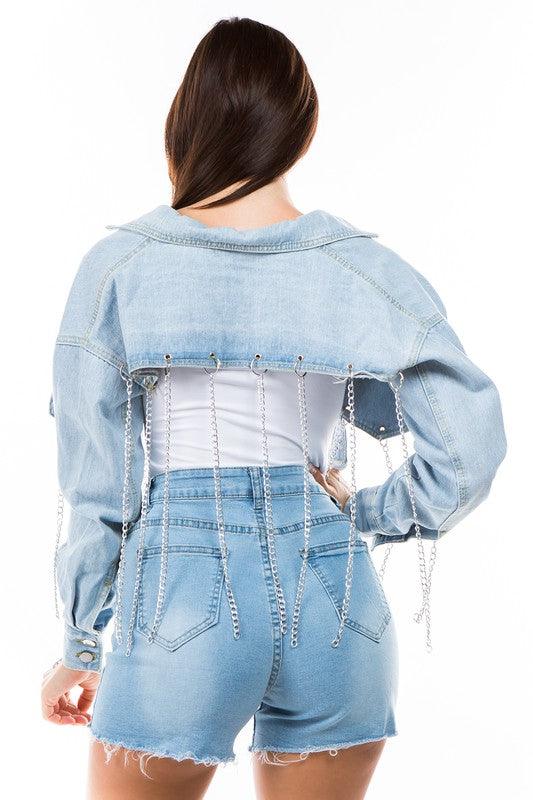 Light Blue Cropped Denim Jacket - Leo’s Look Your Best