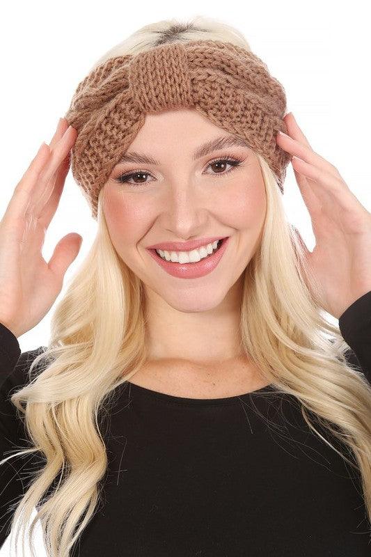 WINTER CROCHET BOW TWISTED HEAD BAND - Leo’s Look Your Best