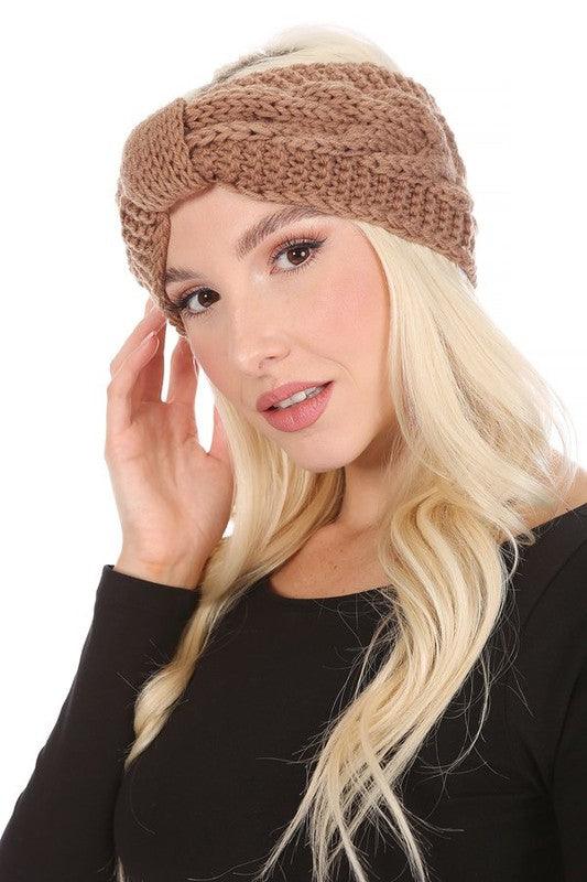 WINTER CROCHET BOW TWISTED HEAD BAND - Leo’s Look Your Best