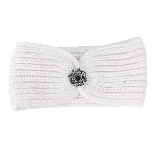 RHINESTONE PENDANT RIBBED WINTER HEADBAND - Leo’s Look Your Best