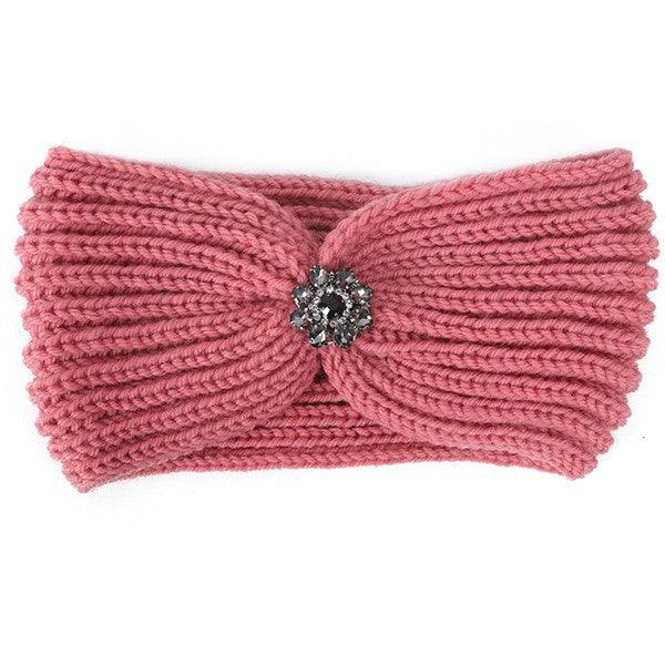 RHINESTONE PENDANT RIBBED WINTER HEADBAND - Leo’s Look Your Best