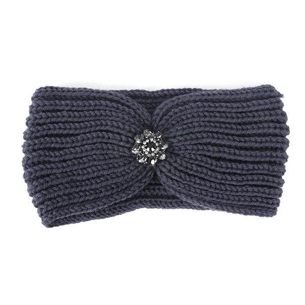 RHINESTONE PENDANT RIBBED WINTER HEADBAND - Leo’s Look Your Best