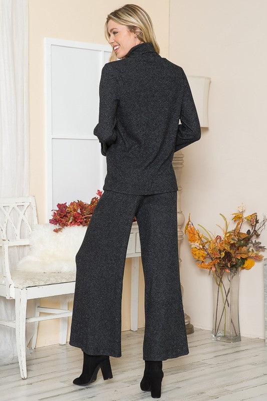 Rib Brush Wide Leg Pants with Pockets - Leo’s Look Your Best