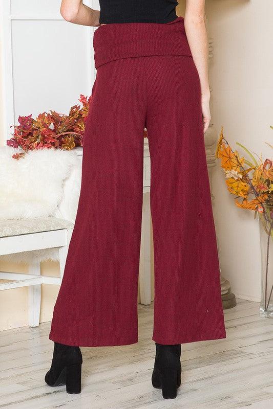 Rib Brush Wide Leg Pants with Pockets - Leo’s Look Your Best