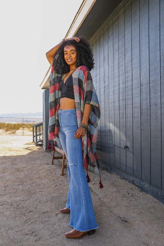Multi Buffalo Checkered Kimono - Leo’s Look Your Best