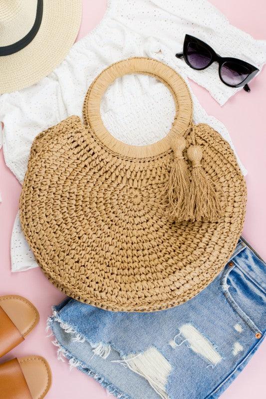 Straw Tassel O-Ring Tote - Leo’s Look Your Best
