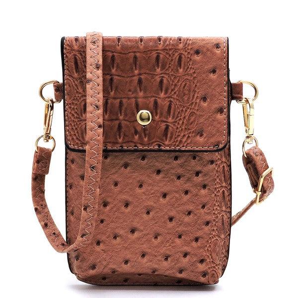 Ostrich Croc Crossbody Cell Phone Case - Leo’s Look Your Best
