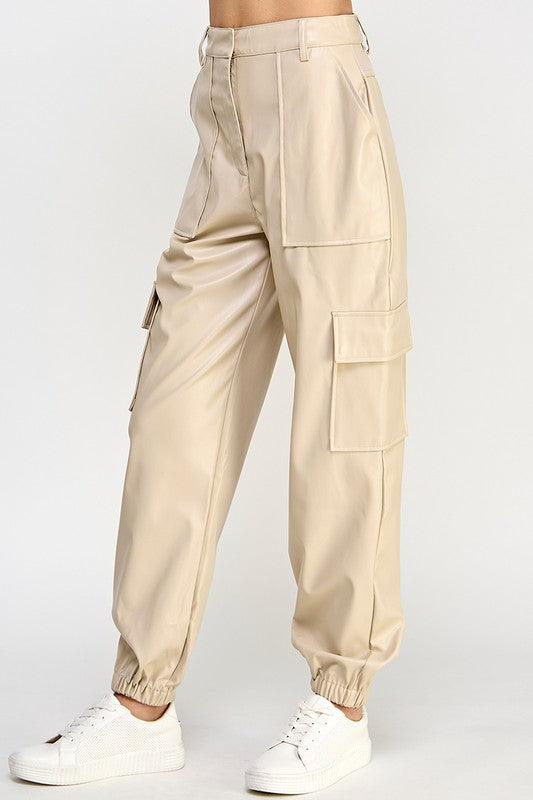 Relaxed Vegan Leather Cargo Pants - Leo’s Look Your Best
