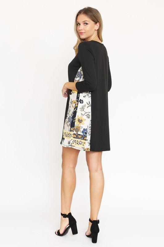 Side Contrast A Line Tunic Dress - Leo’s Look Your Best