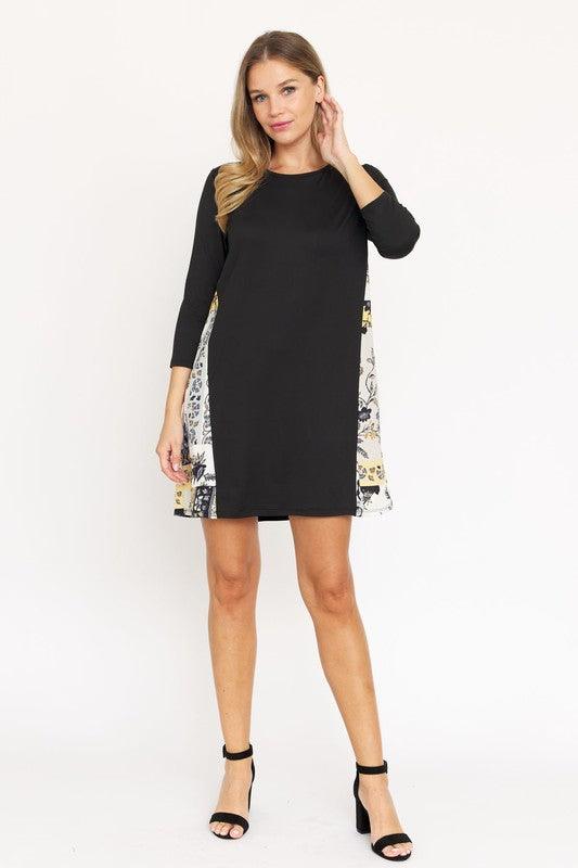 Side Contrast A Line Tunic Dress - Leo’s Look Your Best
