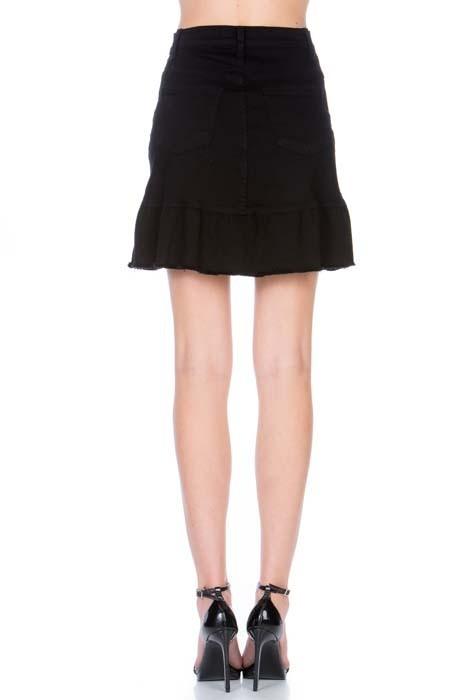 High Waisted A-line Ruffle Hem Denim Skirt - Leo’s Look Your Best