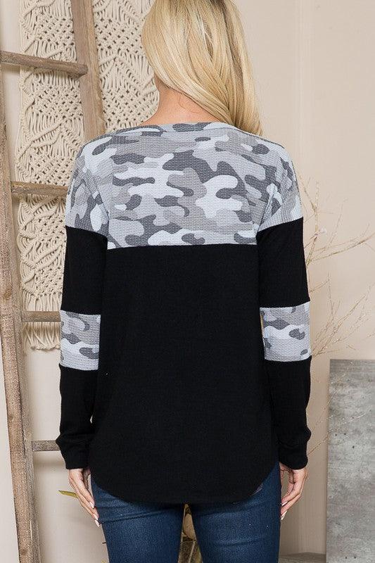 Camouflage Contrast Sweater Knit - Leo’s Look Your Best
