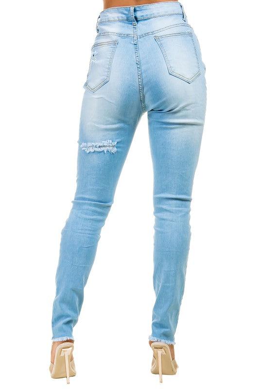 High Waist Front Button Denim Jeans - Leo’s Look Your Best