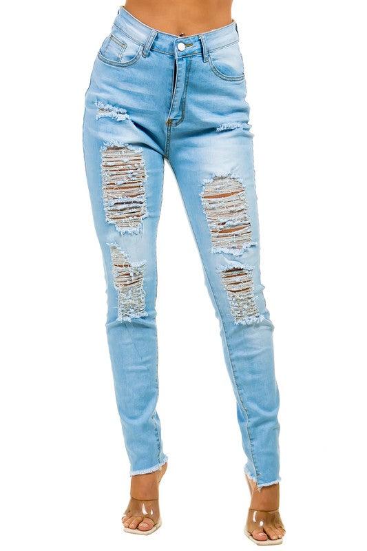 High Waist Front Button Denim Jeans - Leo’s Look Your Best