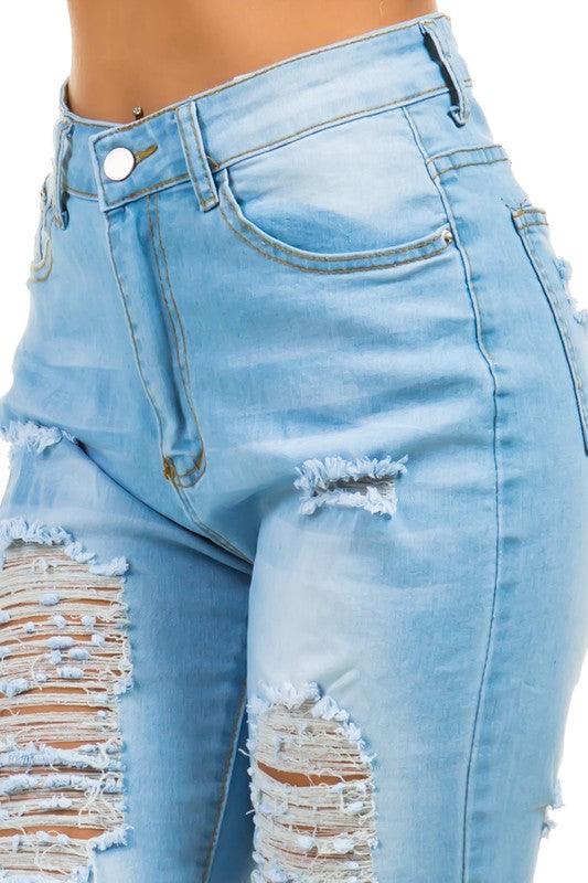 High Waist Front Button Denim Jeans - Leo’s Look Your Best