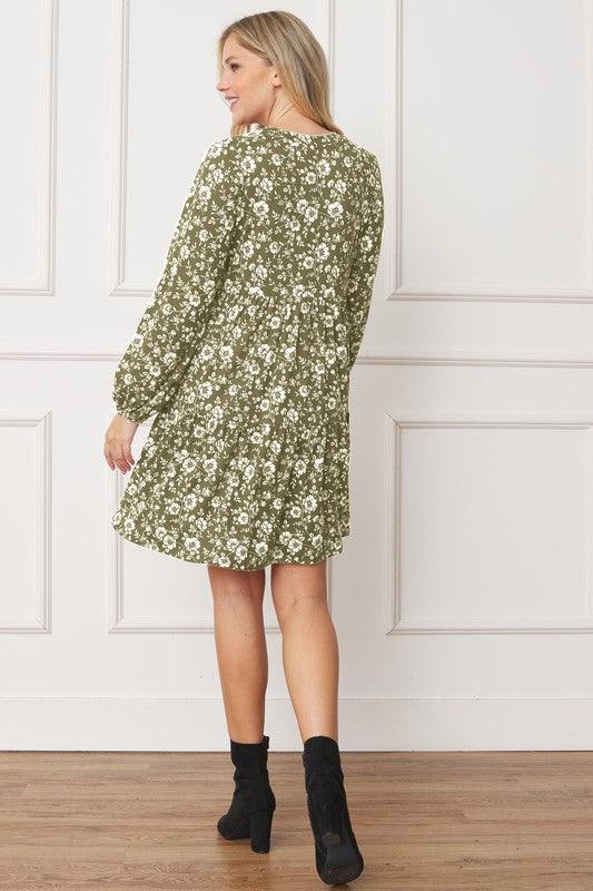 Floral Crew Neck Midi Dress - Leo’s Look Your Best