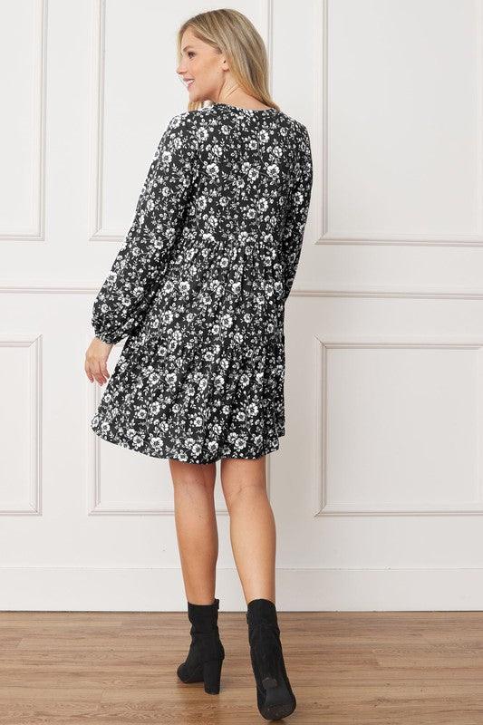 Floral Crew Neck Midi Dress - Leo’s Look Your Best