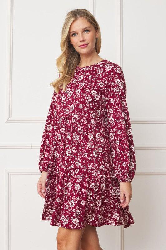 Floral Crew Neck Midi Dress - Leo’s Look Your Best
