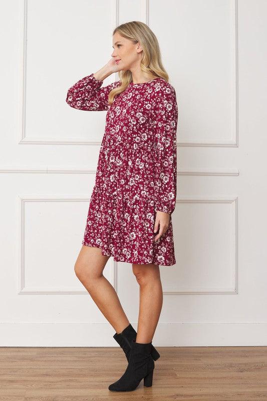 Floral Crew Neck Midi Dress - Leo’s Look Your Best