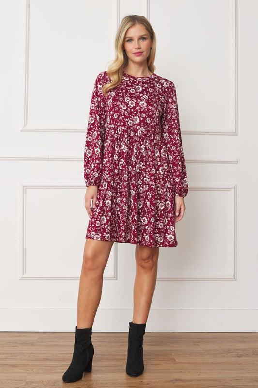 Floral Crew Neck Midi Dress - Leo’s Look Your Best