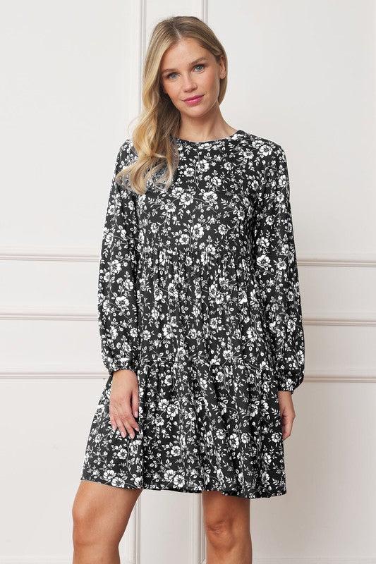 Floral Crew Neck Midi Dress - Leo’s Look Your Best