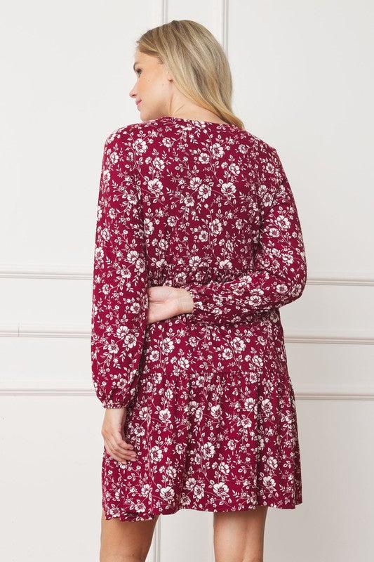 Floral Crew Neck Midi Dress - Leo’s Look Your Best