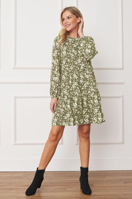 Floral Crew Neck Midi Dress - Leo’s Look Your Best