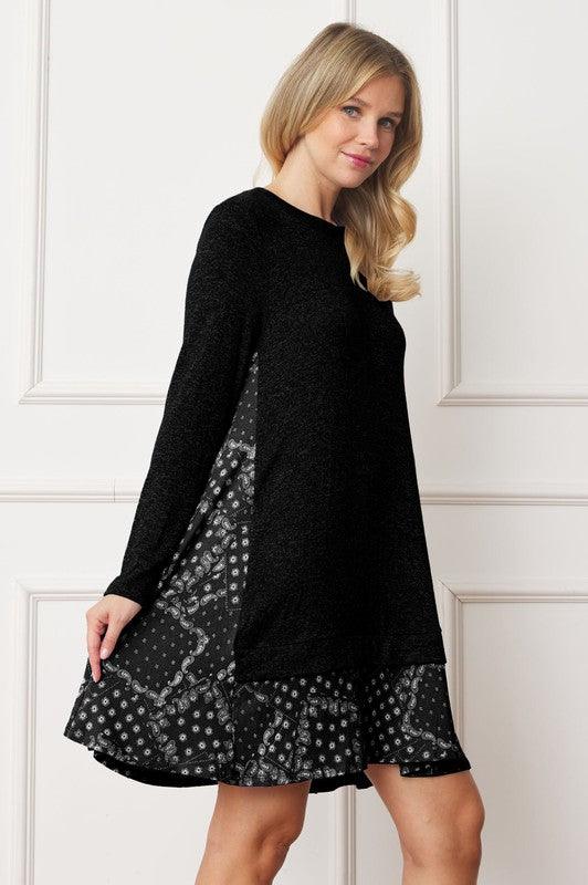 Mock Layered Bandana Paisley Mini Dress - Leo’s Look Your Best