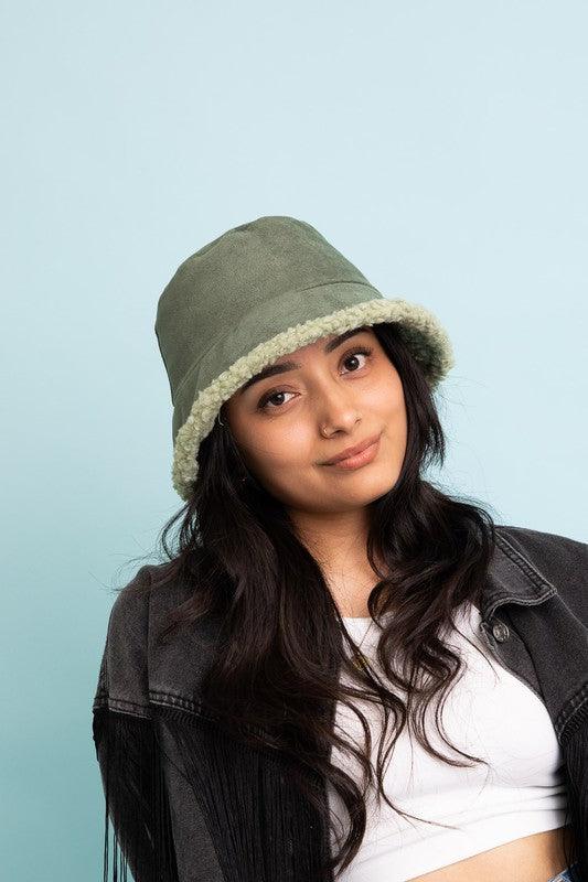 Teddy Suede Combo Reversible Bucket Hat - Leo’s Look Your Best
